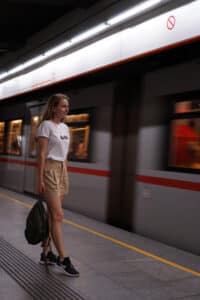 A woman waiting for the train.