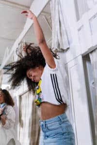 A woman dancing.
